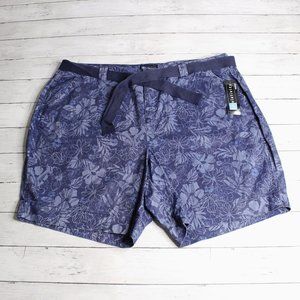 Relativity Women's Floral Denim Blue Jean Shorts Plus Size 24W Casual